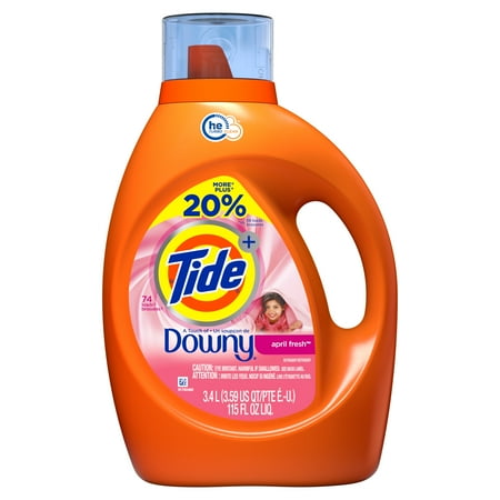 Tide plus Downy, Liquid Laundry Detergent, April Fresh, 60 Loads 115 fl oz