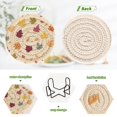 thumbnail image 5 of 6 Pcs Drink Coasters with Holder 3.94in Woven Coasters for Drinks Colorful Autumn Leaves Pattern Coaster Set for Protection Table, 5 of 7