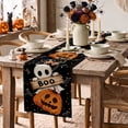 thumbnail image 2 of Smile Jack O Lantern Black Cat Boo Ghost Halloween Table Runner 13 x 72 Inch, 2 of 8