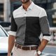 thumbnail image 1 of Camisa de manga larga con solapa y estampado de patchwork geométrico para hombre, informal, de moda para fiestas, calle y exteriores, nueva, 1 of 6