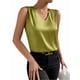 thumbnail image 2 of Xuyuer Women's Casual Fashion Solid Color V-Neck Satin Top, Chic Short Sleeve Blouse for Dinner Dates, Cocktail Parties and Spring Summer Evening Wear, 2 of 7