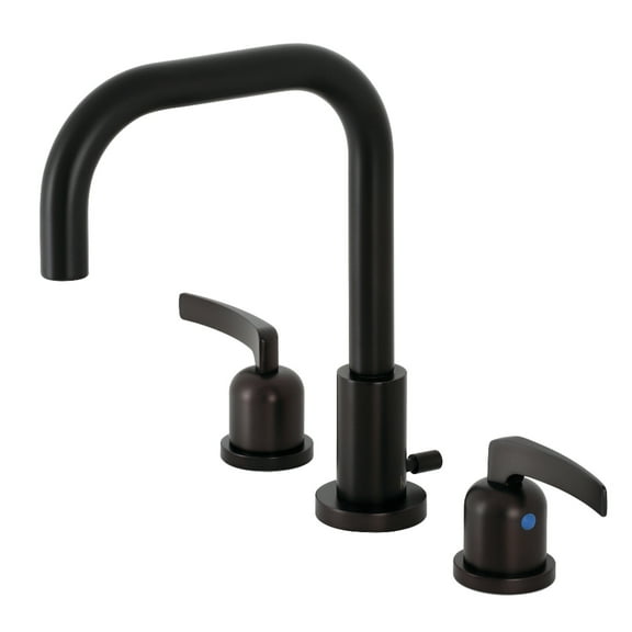 Kingston Brass FSC8935EFL Centurion Two-Handle 3-Hole Deck Mount Widespread Bathroom Faucet with Brass Pop-Up in Oil Rubbed Bronze