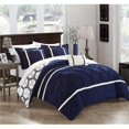 thumbnail image 1 of Chic Home CS2738-US Laida Pincée Plissée Volantée & Réversible Géométrique Imprimé Ensemble de Couette - Marine - Très Grand - 4 Pièces, 1 of 1