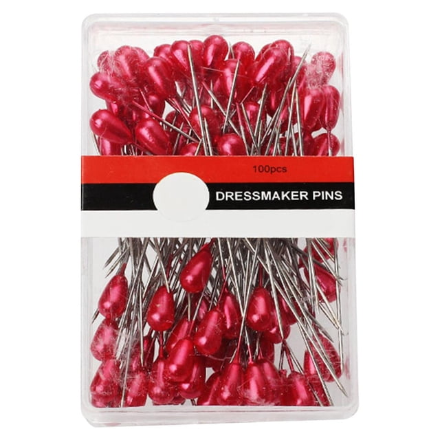 100Pcs Head Straight Pins Sewing Pins Corsage Rod Pins Positioning Pins Straight red