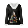 thumbnail image 4 of zaveiop Christmas Sweaters for Women Funny Xmas Tree Print Fur V Neck Xmas Graphic Long Sleeve Holiday Pullover Tops (White, S), 4 of 5