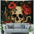 thumbnail image 4 of Orinice  Skull Floral Tapestry, Mushroom Skeleton Goth Garden Aesthetic Tapestries for Bedroom 60×80 inch 60x50inch, 4 of 6