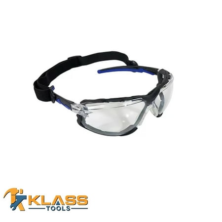 KlassTools Series 8600 Safety Glasses with Grey Anti Fog Lens and Foam Lined Gasket (Size: