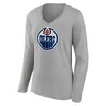 thumbnail image 2 of Women's  Gray Edmonton Oilers Primary Logo Long Sleeve V-Neck T-Shirt, 2 of 3