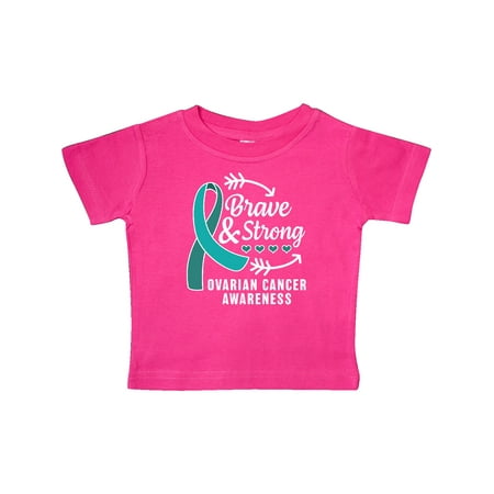 

Inktastic Ovarian Cancer Awareness Brave and Strong with Arrows Gift Baby Boy or Baby Girl T-Shirt