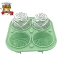thumbnail image 1 of 4 cavity ice cube trays 3d silicone pink ice cube mold with green funnel shaped removable lid, 1 of 5