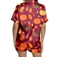 thumbnail image 4 of Two Piece Sets for Women – Sleepwear Looks for Recovery, Brunch or Travel Ladies' Thanksgiving Turkey Print Pajama Shorts Set 2024, 4 of 4
