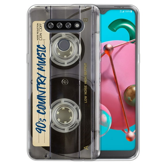 FINCIBO Soft TPU Clear Case Slim Protective Cover for LG K51 K500UM / Reflect L555DL 6.5" 2020, Retro Clear Cassette Tape Country Music