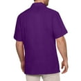 thumbnail image 3 of J. METHOD Men's Short Sleeve Cuban Guayabera Button Down Shirts Classic Embroidered 4 Pockets Casual Top NEMT112 Purple 3XL, 3 of 6