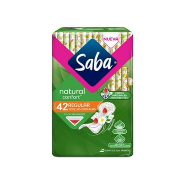 Toallas femeninas Saba Sensiti-V ultradelgada nocturna con alas flujo ...