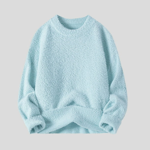 pstuiky camisa de manga larga para hombre, Camisa de cuello redondo cálida con intensificación de color sólido a la moda para hombre camisetas de hombre m