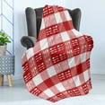 thumbnail image 4 of Checkered Soft Flannel Fleece Blanket, Cutlery Silhouettes on Squares Dining Picnic Tile Spoons Forks Dinner, Cozy Plush for Indoor and Outdoor Use, 70" x 90", Coral Dark Coral White, by Ambesonne, 4 of 5