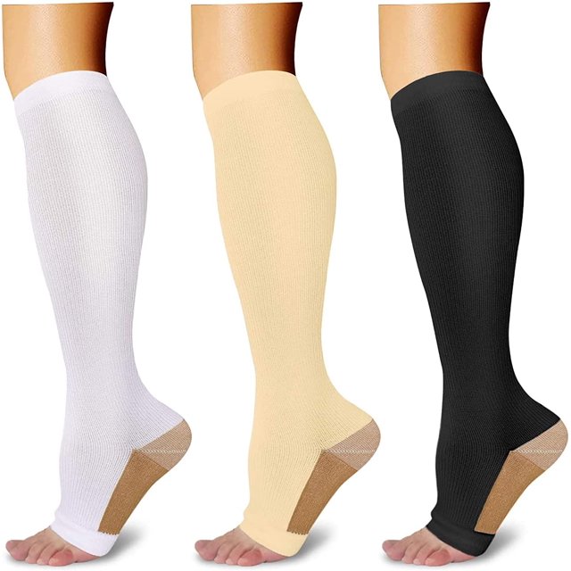 HSHDLDF 3 Pairs Open Toe Compression Socks for Men Women Toeless Compression Socks