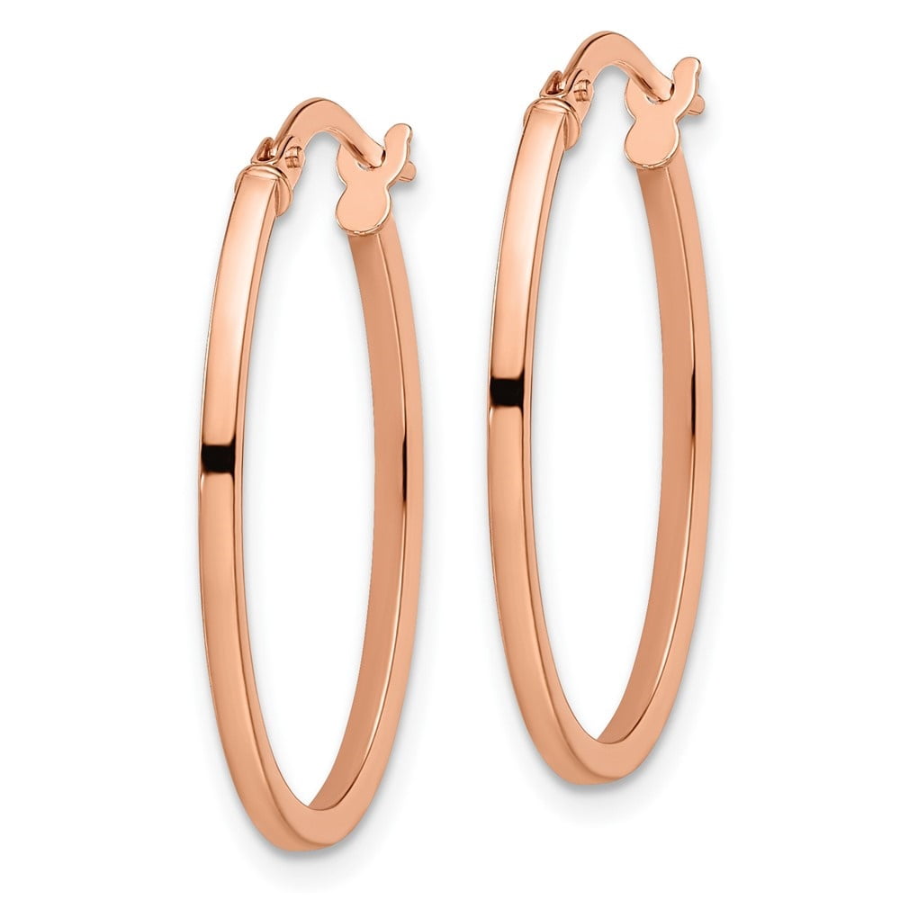 Auriga Fine Jewelry 14K Rose Gold Oval Hoop Earrings for Women (L-27mm, W-18mm)