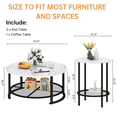 thumbnail image 6 of Baxluxe Round Coffee Table Set of 3, Marble-Look Living Room Coffee Tables, Includes Two Side Tables and a Storage Shelf, 3-Piece Coffee Table Set, Suitable for Home and Office Use, White, 6 of 9