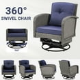 thumbnail image 3 of 3 Piece Outdoor Bistro Swivel Chairs Set, Patio Bistro Set w/ 360° Swivel Rocking Chairs & Table, All-Weather Conversation Set with Metal Frame for Patio Backyard Porches or Garden - Navy Blue, 3 of 9
