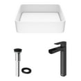 thumbnail image 6 of VIGO Matte Stone Jasmine Composite Rectangular Vessel Bathroom Sink in White with Faucet and Pop-Up Drain in Matte Black, 6 of 12