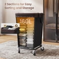 thumbnail image 4 of 160L Laundry Basket With Wheels 2section Rolling Laundry Basket Large Laundry Hamper With Wheels Rolling Laundry Hamper Clothes Hamper For Home Bathrooms And Dorm Black, 4 of 8
