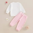 thumbnail image 4 of ShomPort Girls Sweatsuit Bow Print Long Sleeve Sweatshirt Jogger Pants Baby Girl Outfits Set, 4 of 9