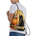 thumbnail image 3 of Drawstring Backpack - Halloween Cute Candy Black Cat Splash Proof Small Drawstring Gym Bag for Women Men, Cinch Sports String Bag Backpack for Travel Swimming Beach, 3 of 8
