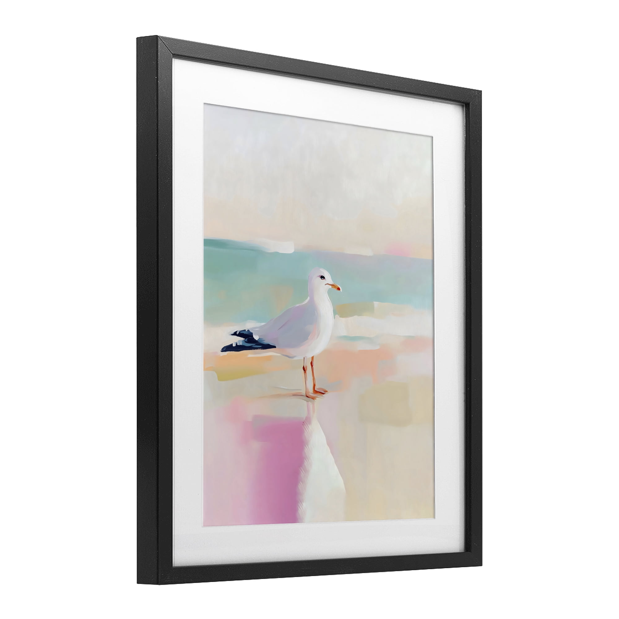 Stupell Industries Seagull Beach Tranquil Reflection Black Framed Print Under Glass, design by The Prints Vibe
