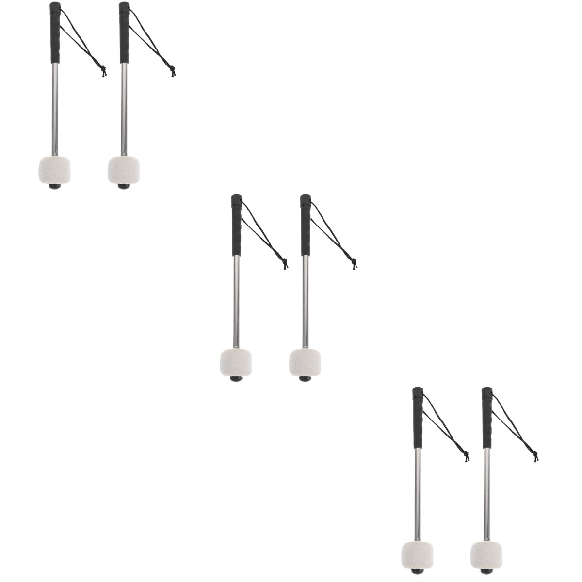 Worgeous 6 pcs  Felt Bass Drum Mallets Wool Felt Mallets Sticks with Stainless Steel Handle Instrument Percussion Mallets
