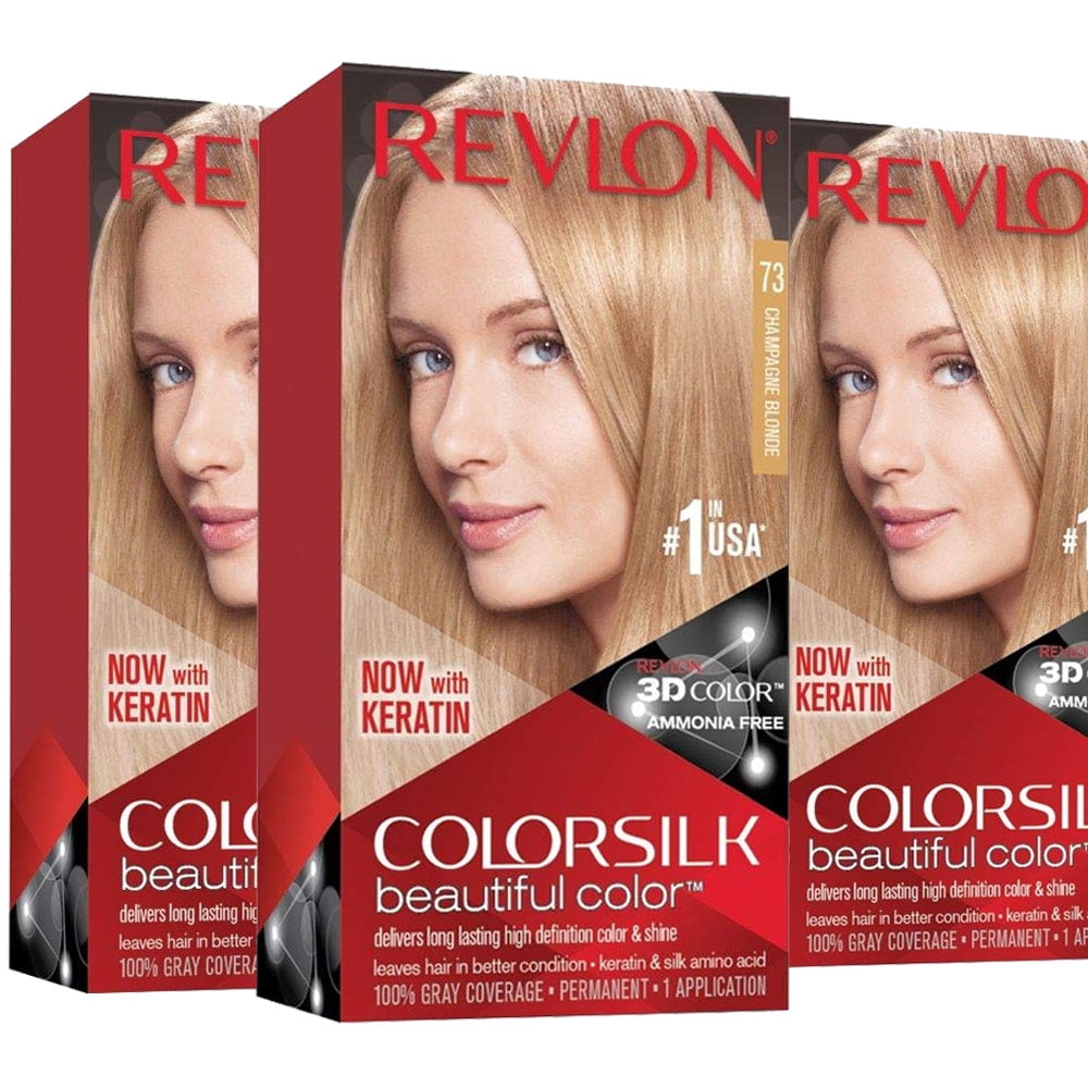 Pack of (3) Revlon ColorSilk Beautiful Color #73 Champagne Blonde 1  Application Hair Color for Unisex 