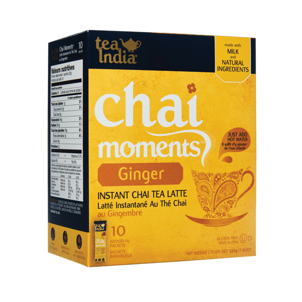 TEA INDIA Instant Chai Tea Latte Ginger (10 packets) 224g [PACK OF 1