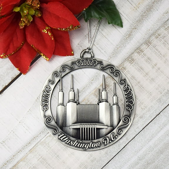 Washington DC Temple Antique Silver Zinc Alloy Ornament by Ringmasters