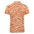 thumbnail image 5 of Tiger Print - Orange Men Zipper T-shirt Summer Casual Short Sleeve T-shirt Top, 5 of 7