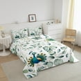 thumbnail image 3 of Kawaii Animal Twin Bedding Sets Cute Peacock Comforter Set, Cartoon Wildlife Bedding Comforter Sets Green Leaf Duvet Insert, Spring Plant Down Comforter Bedroom Decor, 3 of 6