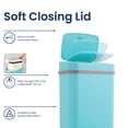 thumbnail image 4 of Nine Stars Automatic Bathroom Trash Can, 3.2 Gallon Plastic Motion Sensor Garbage Bin with Soft Close Lid, Teal, 4 of 7