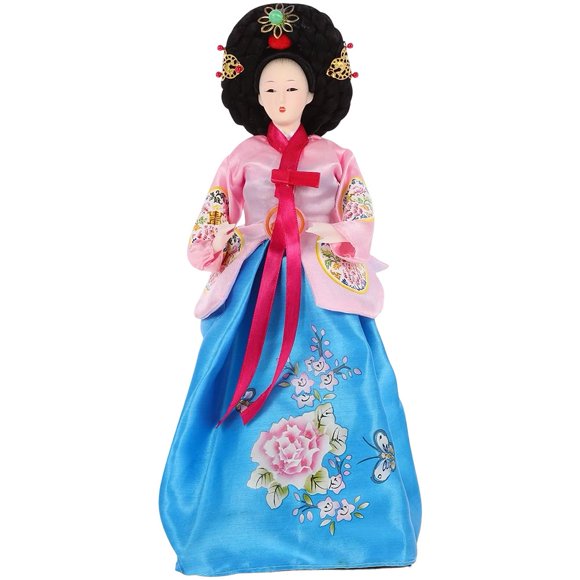 Jiibva Korean Geisha Figurine Hanbok Dolls Collectible Figurines Traditional Korean Hanbok Geisha for Home Decoration 30cm