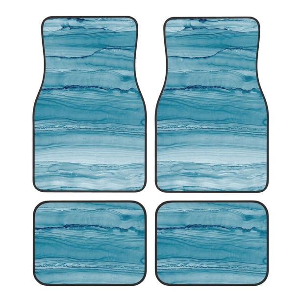 Fotbe Teal Turquoise Fluid Stripes Juego de 4 Tapetes para Auto con Estampado – Alfombrillas de Goma Reforzada, Diseño Antideslizante, Protección para Todo el Año – Vehículos, Autos, Camionetas y SUVs