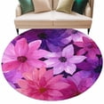 thumbnail image 2 of Round Area Rug 8 Ft, Watercolor Flowers Washable Non-Slip Circle Carpet for Living Room/Bedroom, Spring Floral Country Pink Purple Collection Low-Profile Large Area Rugs for Indoor, 2 of 7