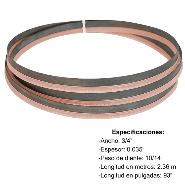 Sierra Cinta Bimetálica Maraga 3/4" x .035" x 93" (2.36 m) 10/14 TPI para Corte de Metal y Acero