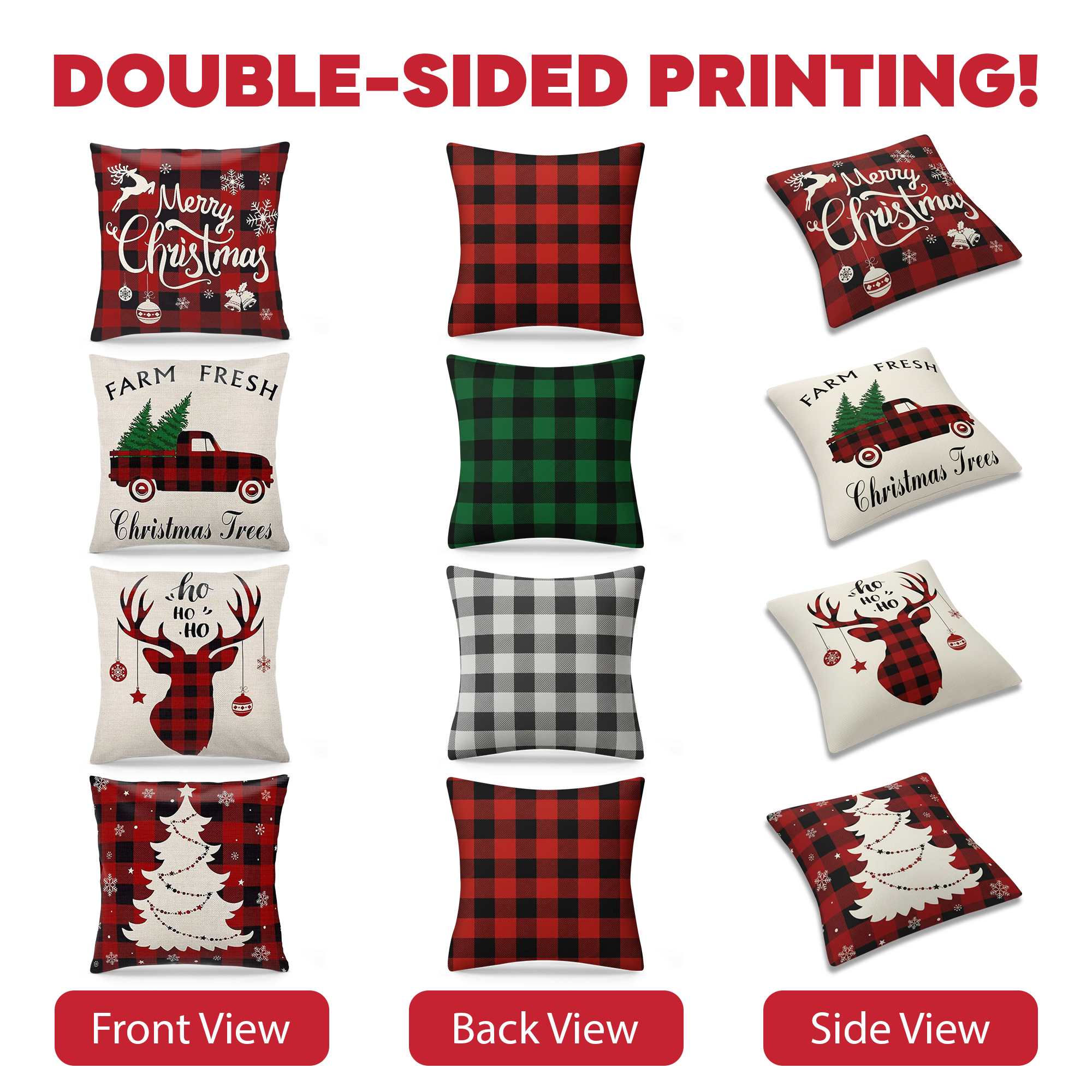 JEEXI Christmas Pillow Covers 18x18 Inch Set of 4 photo 2