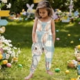 thumbnail image 5 of ITSAME Toddler Girls Jumpsuit, Spaghetti Strap Loose Lightweight Easter Bunny Print Kids Casual Romper Blue 3T, 5 of 7