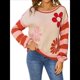 thumbnail image 2 of Suéter de Punto de Larga para Mujer, Otoño-Invierno, Moda Floral, Rayas, Cuello Redondo, Tops Tipo Jersey Naranja M, 2 of 10