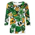 thumbnail image 5 of St Patricks Day Shirt for Women, Ladies Tops and Blouses 3/4 Sleeve, Round Neck Tee Shirts Ladies' 3/4 Sleeved Round Neck T Shirt St. Patrick's Day Printed Tops Shirts, 5 of 5