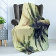 thumbnail image 4 of Palm Tree Soft Flannel Fleece Throw Blanket, Coconut Trees on Tropical Beach Caribbean Coastline Ocean Summer, Cozy Plush for Indoor and Outdoor Use, 60" x 80", Pale Yellow Green Brown, by Ambesonne, 4 of 5