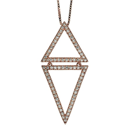 Diamond Triangle Necklace - Diamond Triangle Necklace 1/4 ct tw Round-cut 10K Rose Gold