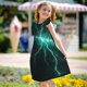 thumbnail image 5 of Fotbe Green Lightning Flash Vestido de Dormir para Niñas de 3 a 10 Años, Mangas Cortas, Estilo Princesa, Pijama Camisón con Mangas Voladas-Small, 5 of 6