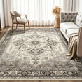 thumbnail image 3 of Toyoso 8x10 Area Rug Living Room Rugs - Soft Machine Washable Oriental Vintage Floral Distressed Rug Large Indoor Floor Carpet for Bedroom Under Dining Table Home Office Decor - Grey Brown, 3 of 10