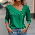 thumbnail image 2 of Summer Fashion 3/4 Sleeeve Tops for Womens 2024 Plus Size Loose Casual Solid Color V-neck Long Sleeved Shirt Top, 2 of 5