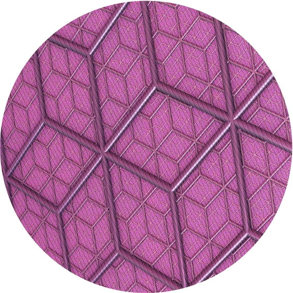 Ahgly Company Indoor Round Patterned Medium Violet Red Pink Area Rugs, 3' Round